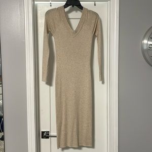 Midi dress - cream v neck midi dress